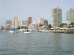 The city seen from a boat.